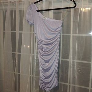 One shoulder ruched metallic dress